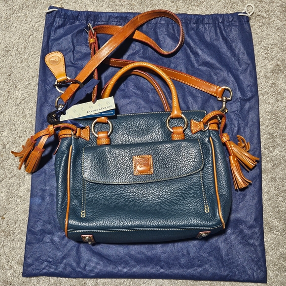 Dooney & Bourke Handbags - NWT - Vintage Dooney & Bourke Navy and Tan Leather Satchel